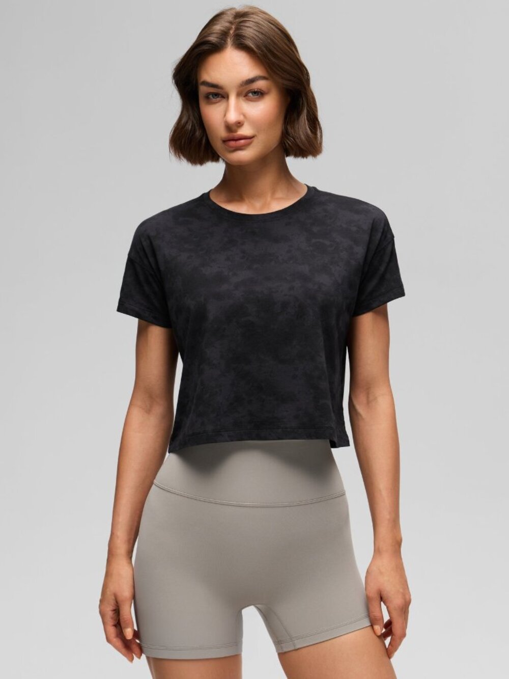 Pima Cotton Crew Neck Cropped Short Sleeve